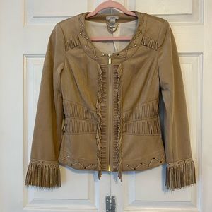 Cache vintage Faux Suede Fringed Jacket Size S